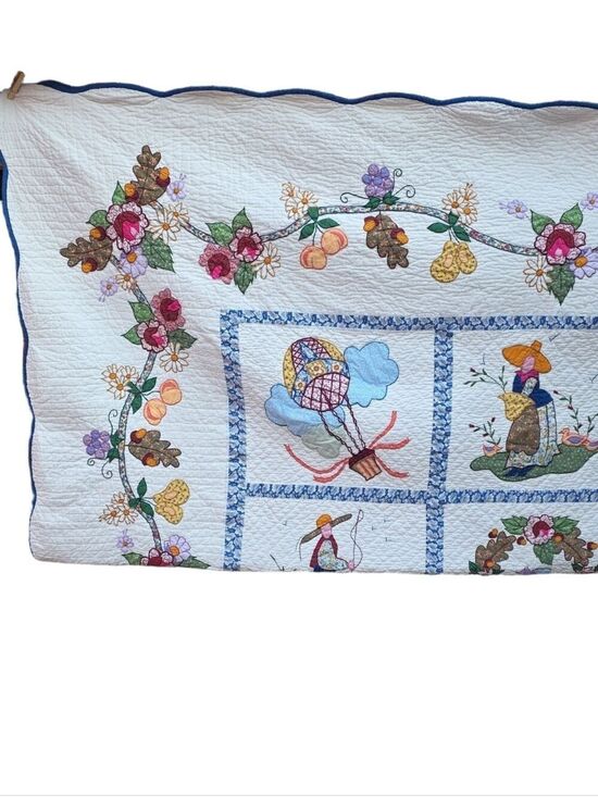 Legacy Home Furnishing Other - Vtg Legacy Home Limited Edition Quilt Queen Avignon Folk Art Cottage 100" X 90"